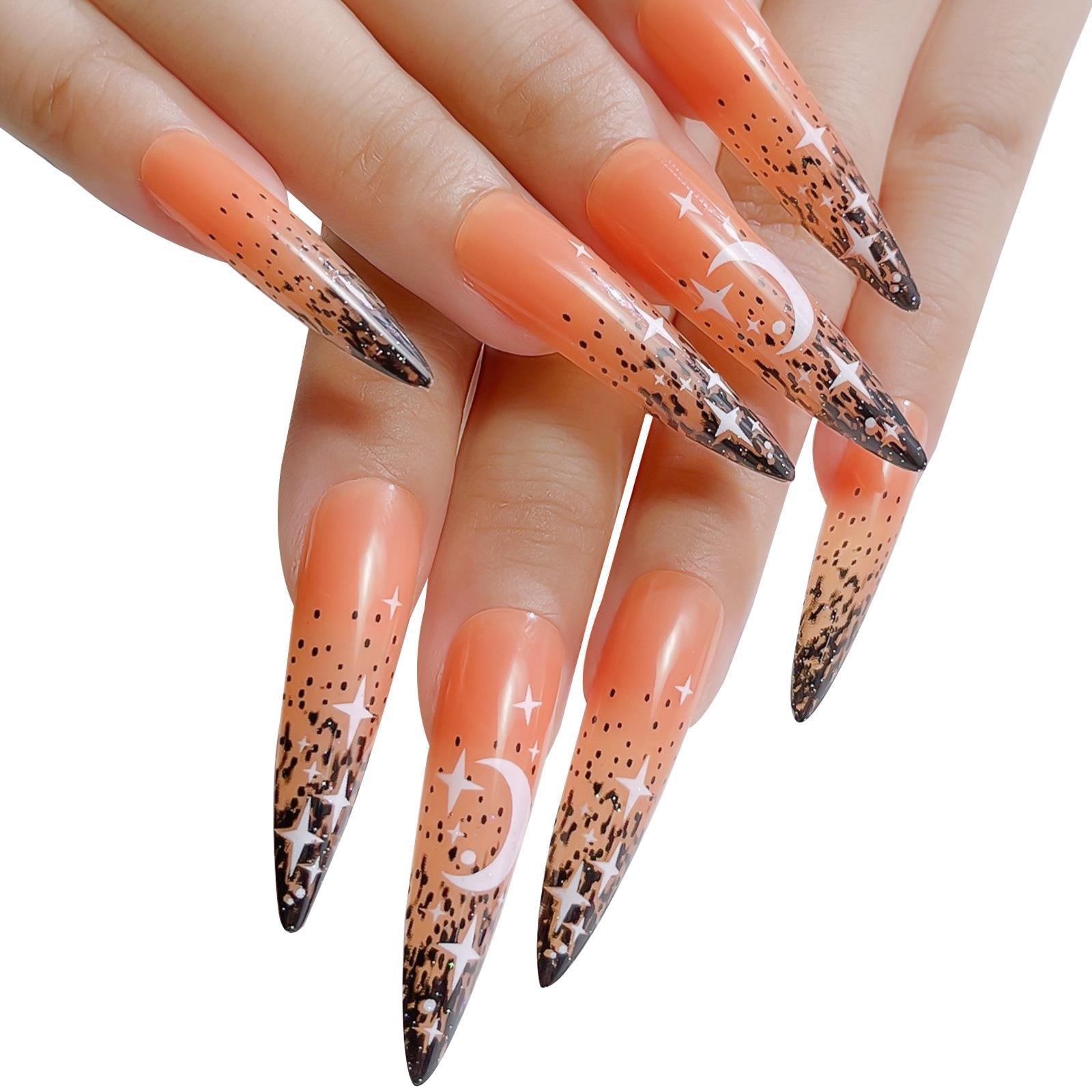 24pcs Fake Nails Halloween Long Style Full Cover False Nails DIY Glue Press On Nails Nail Supplies For Ballerina False Nail Tip 3