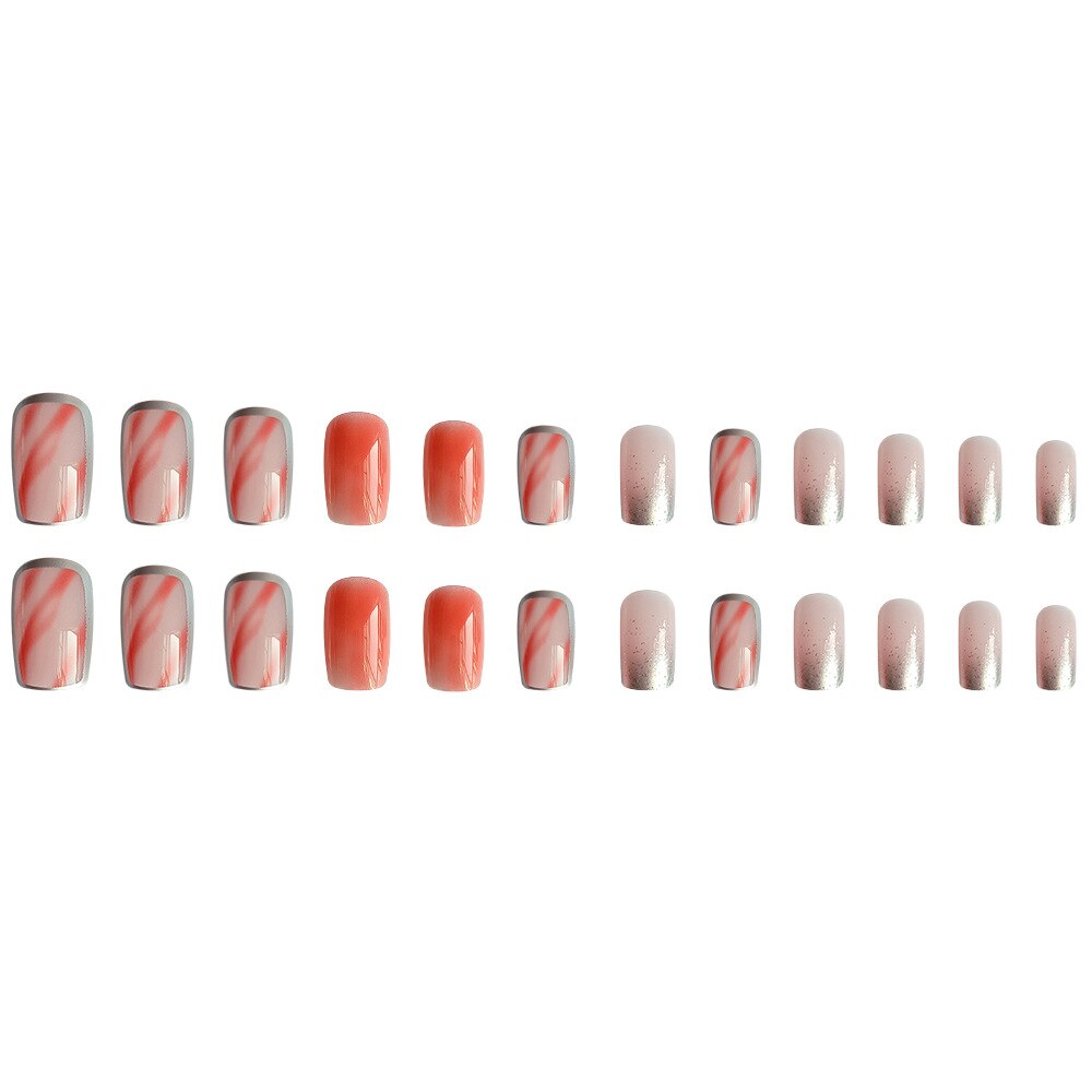 24pcs False Nail French Gold Coffee Color Coffin Fake Nail Patch Wearable Full Cover Nails for Girl Press on Nail Tips Wholesale