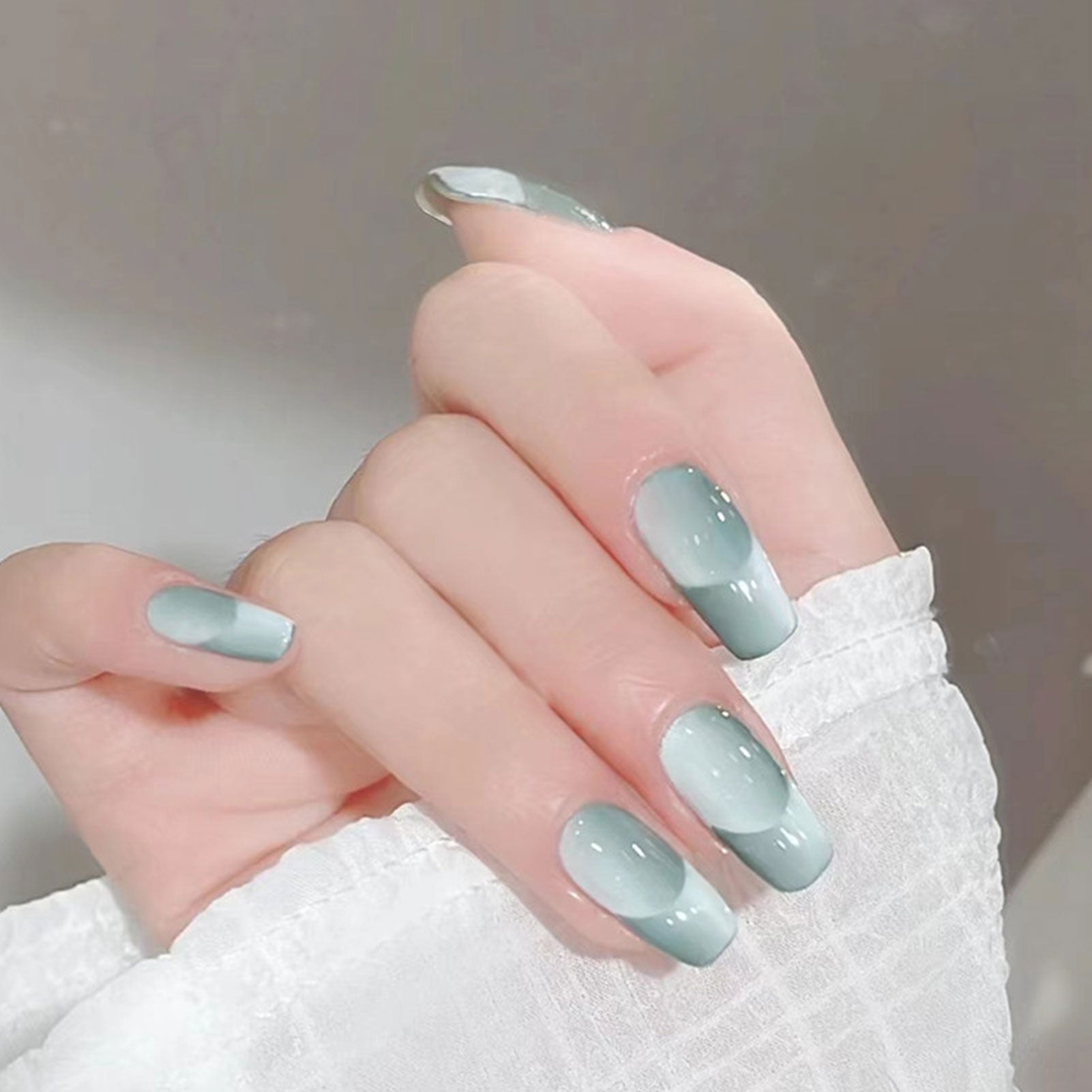 24pcs Gradient Ballet False Y2k Nails Press On Long Coffin French Nail Tips Full Cover Acrylic Fake Nails Stickers F10