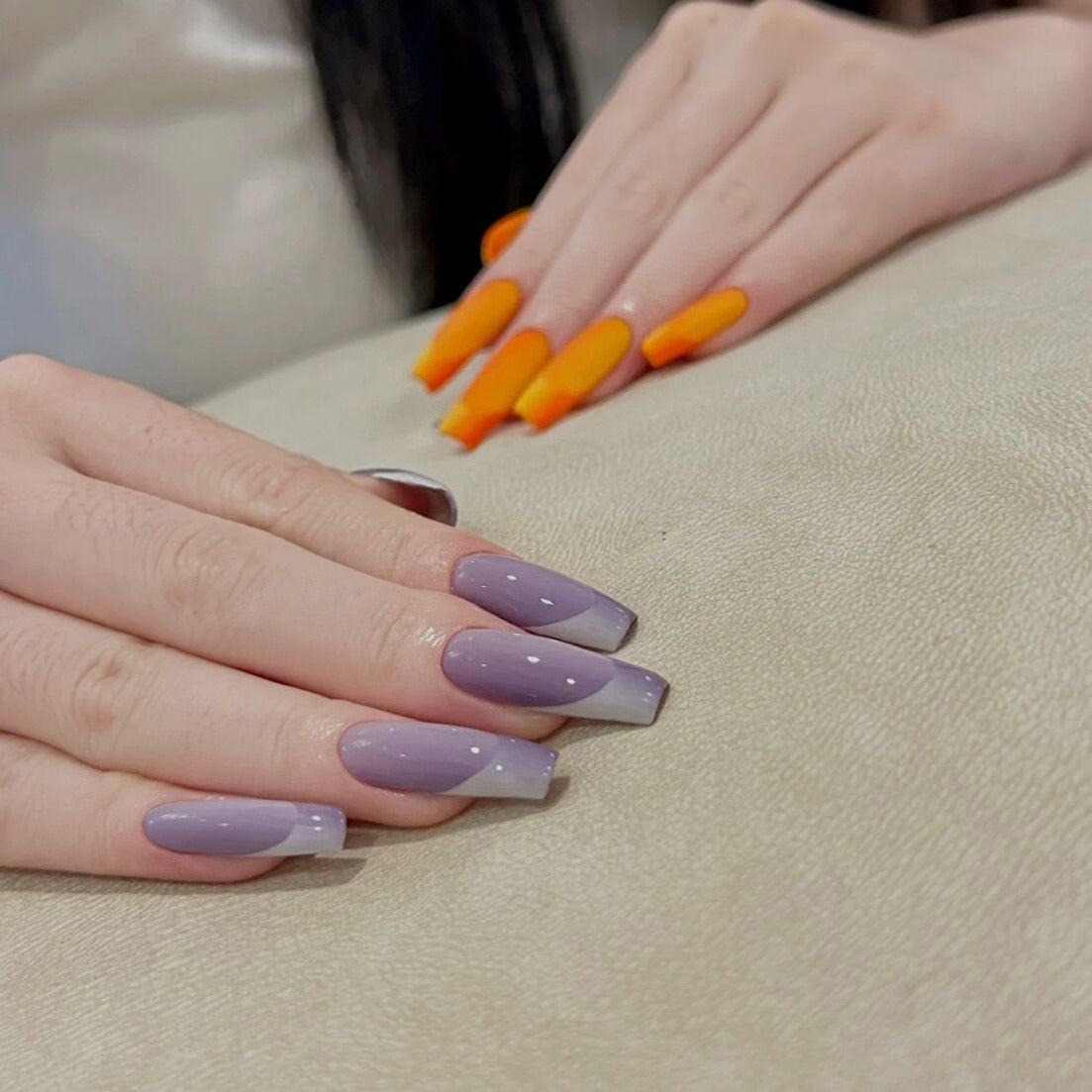 24pcs Gradient Ballet False Y2k Nails Press On Long Coffin French Nail Tips Full Cover Acrylic Fake Nails Stickers F3