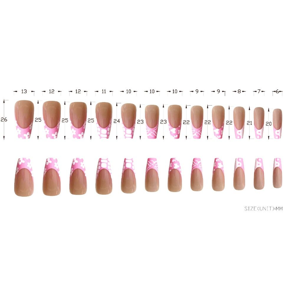 24pcs New Ballerina Fake Nails Leopard French Crocodile Cow Print Full Cover Nail Tips Press on Nails DIY Detachable False Nails