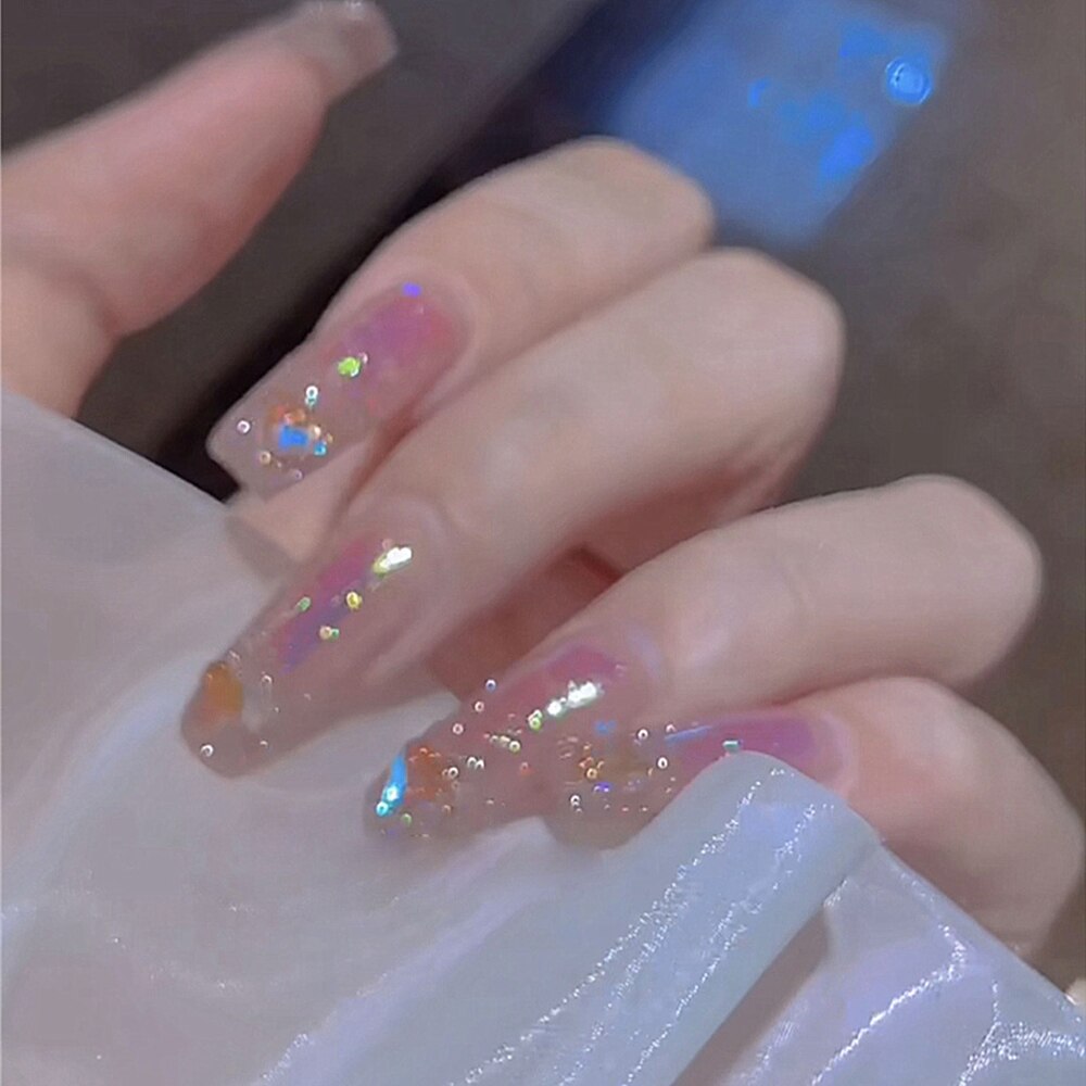 24pcs Rhinestone Design Fake Nails Shiny Bridal Women Lady party nail DIy Decorations Press On nail Tips False Nail Patch 702486