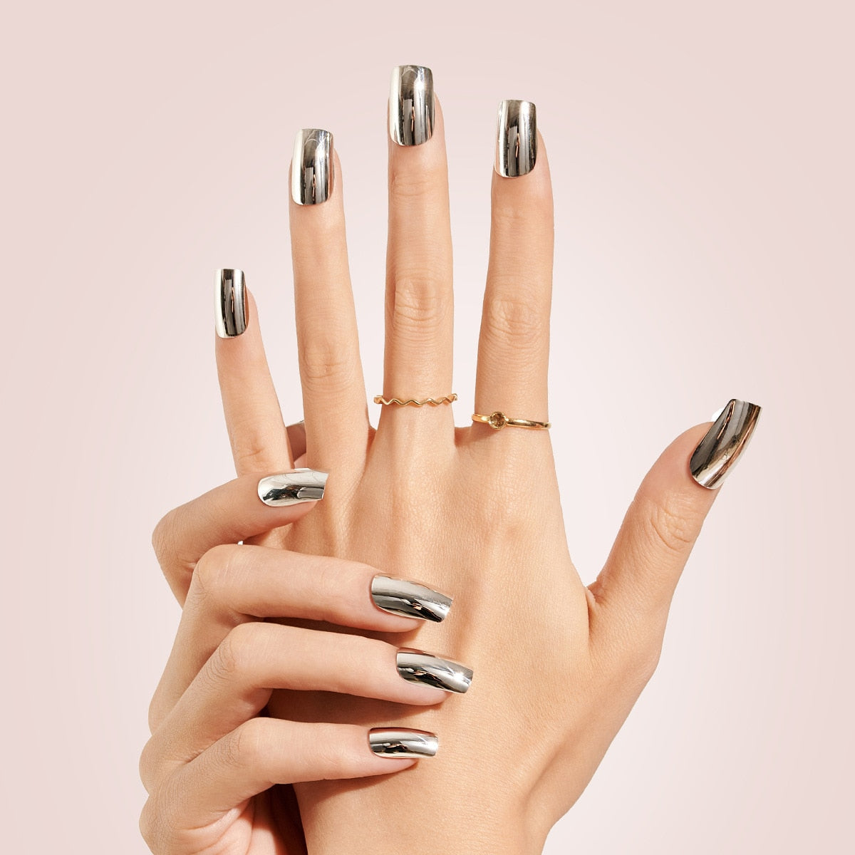 24pcs Silver glitter artificial fake nails with glue sweet cool y2k false nails with designs removeable french press on nails XY-13-30