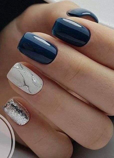 24pcs Silver glitter artificial fake nails with glue sweet cool y2k false nails with designs removeable french press on nails Y-220