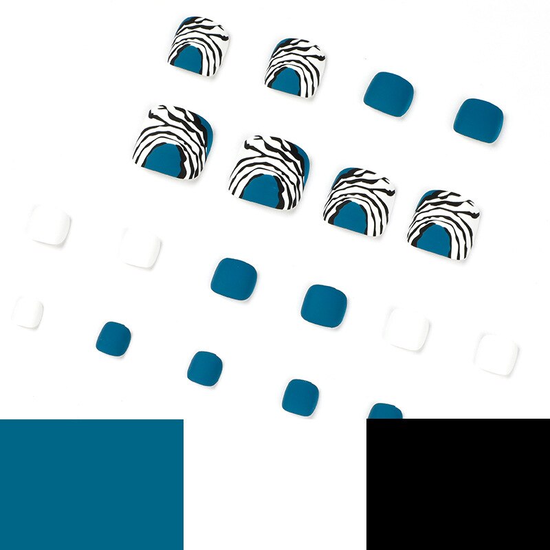 24pcs Summer Press on Toe Nails Fake Nail Tips with Designs Matte Set Red Rhinestone Reusable False Stick-on Nails Art