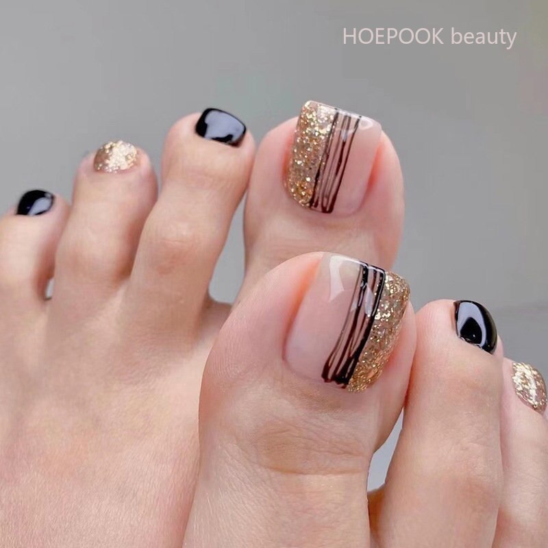 24pcs Wine Red Grid Seamless Removable Fake Toe Nails Reusable Acrylic Press On Nail Tips Full Cover Waterproof False Toenails Fake Toenails-JP1624