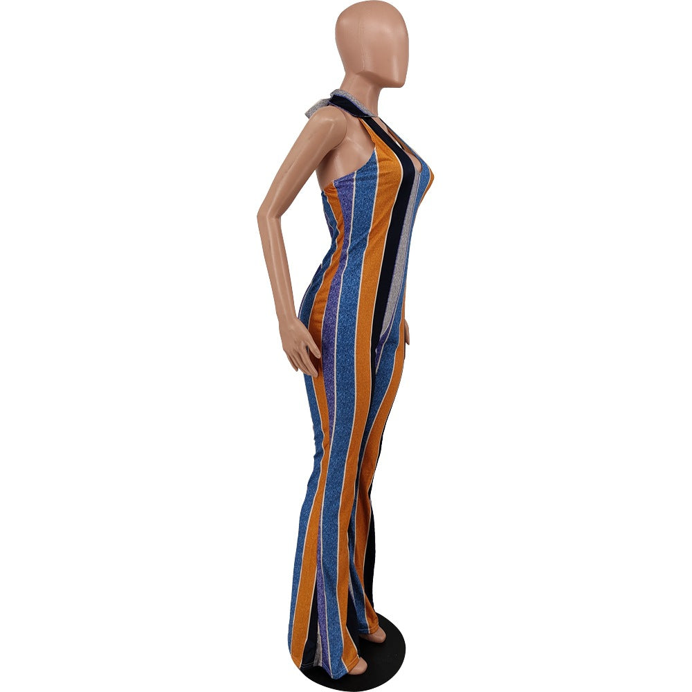 Slim Fitting Printed One Piece Flare Pants