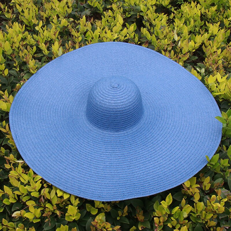 25CM Wide Brim Oversized Beach Hats For Women Large Straw Hat UV Protection Foldable Sun Shade Hat Wholesale Dropshipping denim