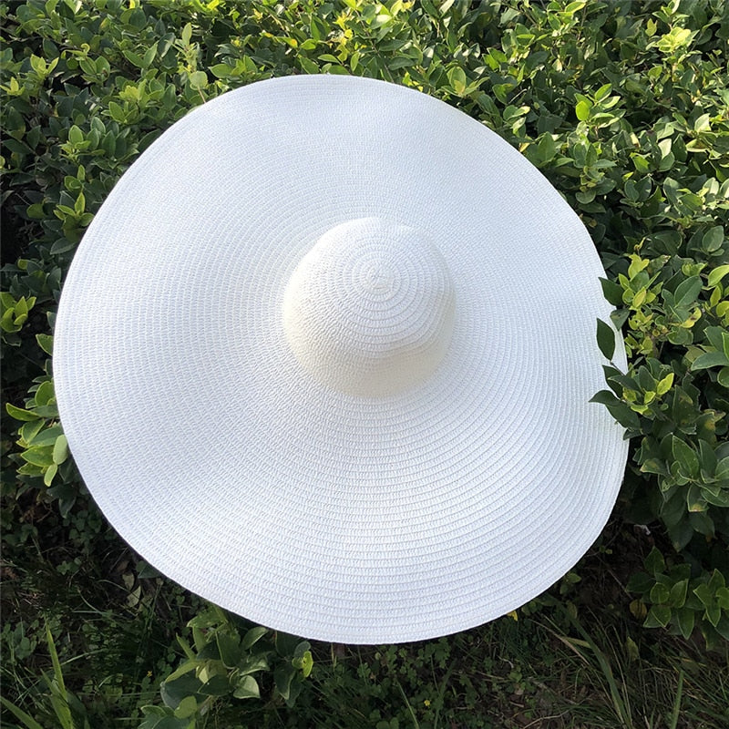 25CM Wide Brim Oversized Beach Hats For Women Large Straw Hat UV Protection Foldable Sun Shade Hat Wholesale Dropshipping milk
