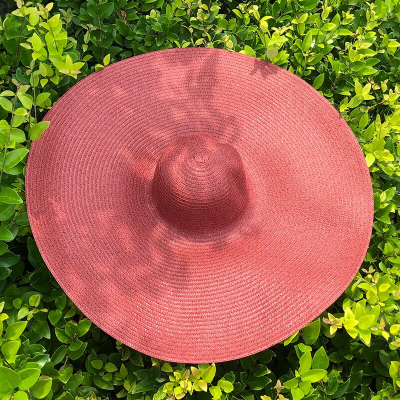 25CM Wide Brim Oversized Beach Hats For Women Large Straw Hat UV Protection Foldable Sun Shade Hat Wholesale Dropshipping wine red