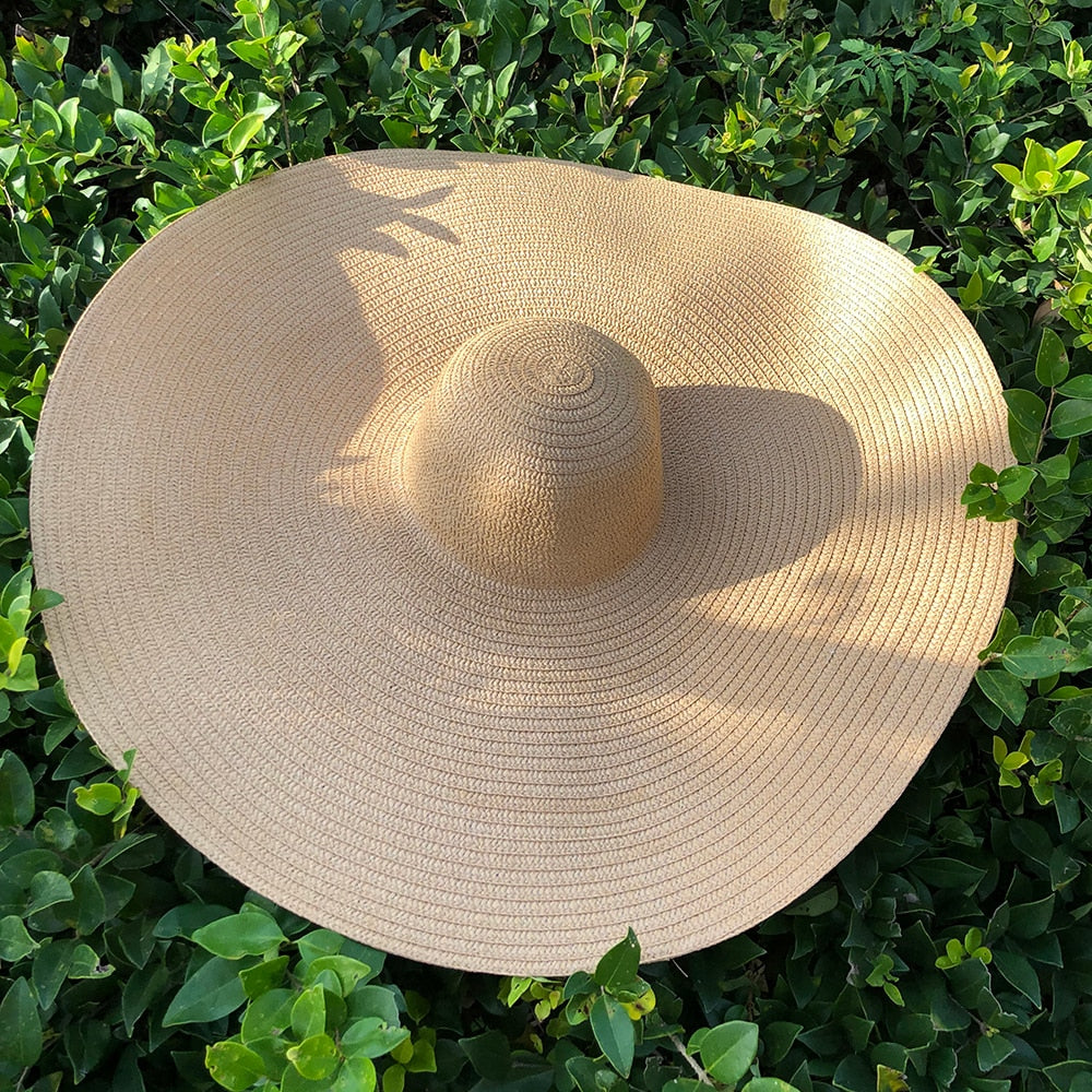 25CM Wide Brim Oversized Beach Hats For Women Large Straw Hat UV Protection Foldable Sun Shade Hat Wholesale Dropshipping