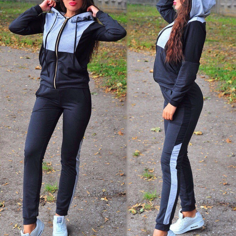 2Pcs Set Women Sport Tracksuit Zipper Hoodies Sweatshirt Pants Set Jogger Sport Wear Ladies Casual Sweat Spring Streetwear Suit