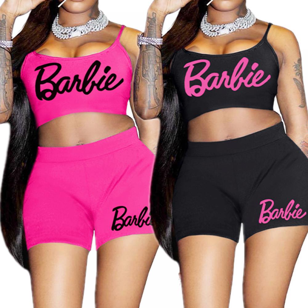 2Pcs Sexy Barbie Camisole Shorts Suit Kawaii Fashion Girl Sleeveless Crop Tops Underwear Anime Women Slim Tank Short Sleeve Gift AMAIO