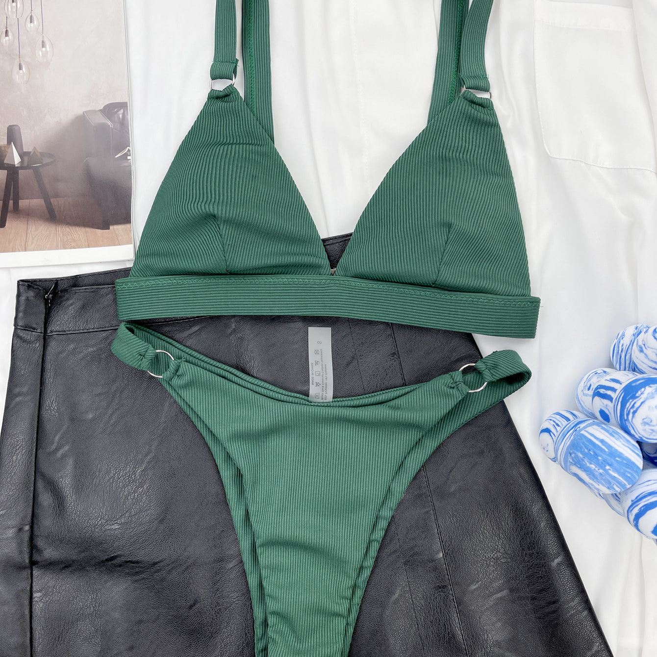 Pit Bikini Solid Color Small Circle Swimsuit