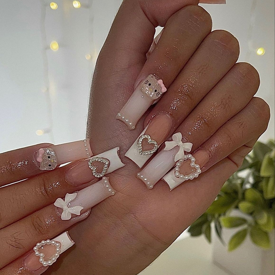 37style Sanrios Kuromi Hello Kitty My Melody Anime Y2k Europe and America Handmade Press on Nails Long Nails Design Manicure F