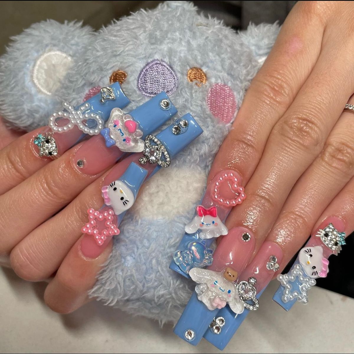 37style Sanrios Kuromi Hello Kitty My Melody Anime Y2k Europe and America Handmade Press on Nails Long Nails Design Manicure T