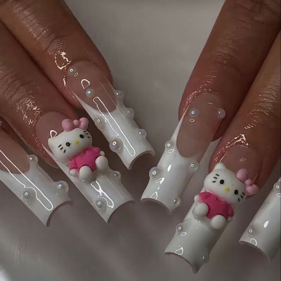 37style Sanrios Kuromi Hello Kitty My Melody Anime Y2k Europe and America Handmade Press on Nails Long Nails Design Manicure S
