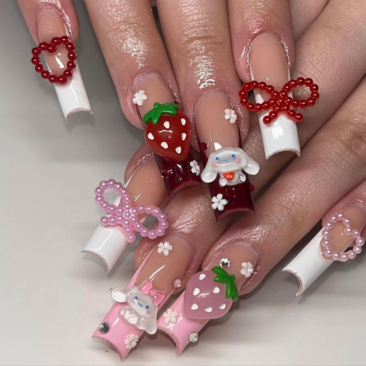 37style Sanrios Kuromi Hello Kitty My Melody Anime Y2k Europe and America Handmade Press on Nails Long Nails Design Manicure 5