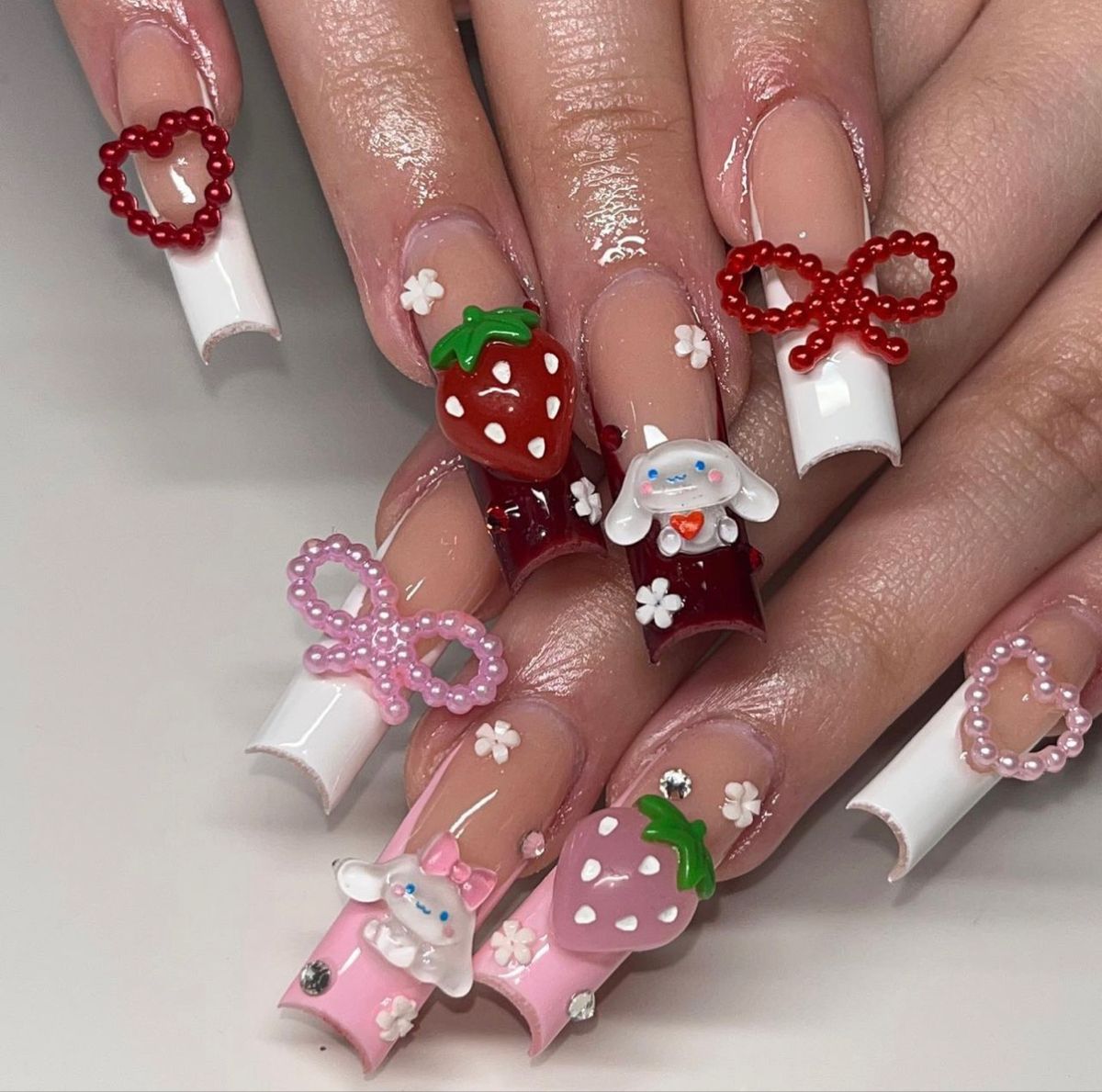 37style Sanrios Kuromi Hello Kitty My Melody Anime Y2k Europe and America Handmade Press on Nails Long Nails Design Manicure 5