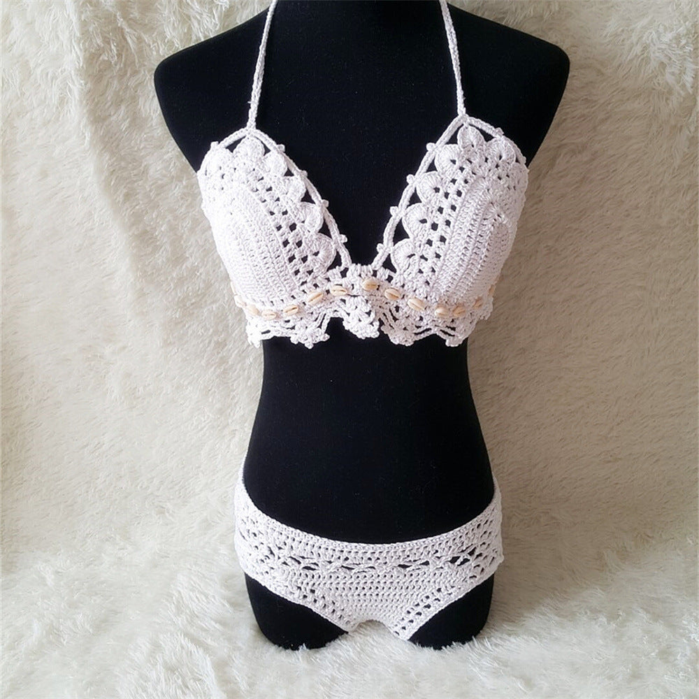 Summer Ladies Bikini Swimwear Woolen Knitted Beach Sun Bathing Suit