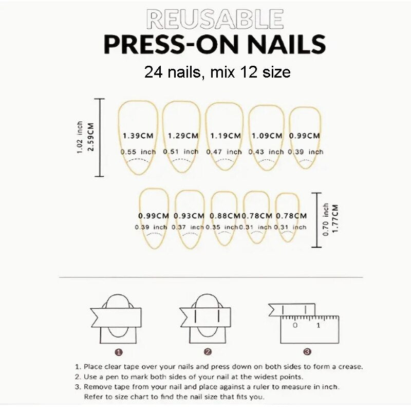 3D fake nails accessories black gold glitters french almond wearing tips faux ongles press on acrylic false nail set supplies