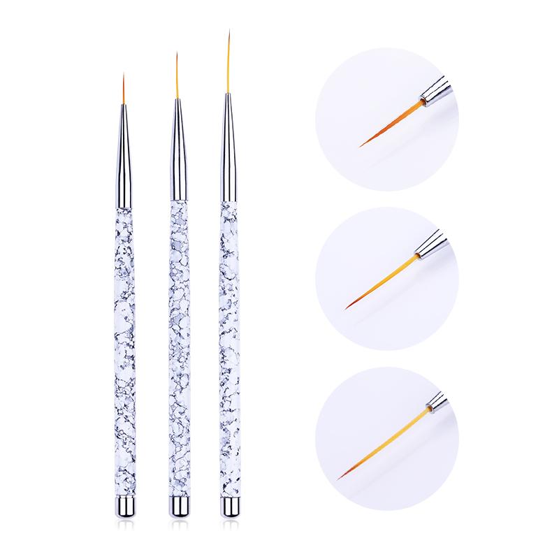 3Pcs French Stripe Nail Art Liner Brush Set 3D Tips Line Stripes DIY Drawing Pen UV Gel Brushes Painting Pen Manicure Tools 3 Pcs 05