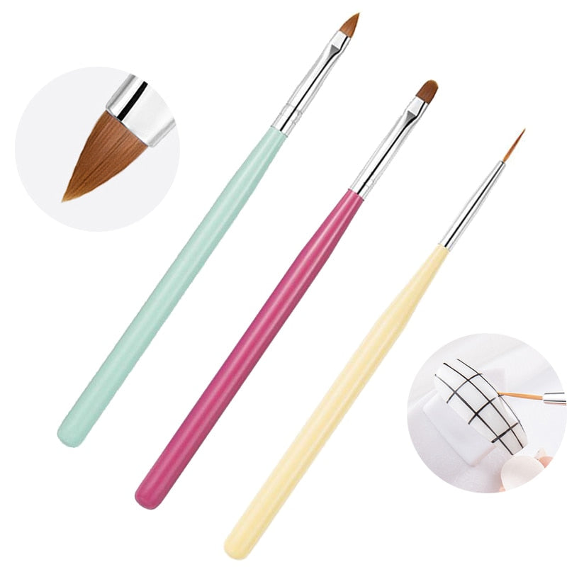 3Pcs French Stripe Nail Art Liner Brush Set 3D Tips Line Stripes DIY Drawing Pen UV Gel Brushes Painting Pen Manicure Tools 226377