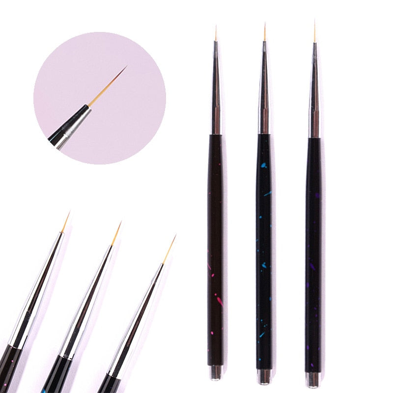 3Pcs French Stripe Nail Art Liner Brush Set 3D Tips Line Stripes DIY Drawing Pen UV Gel Brushes Painting Pen Manicure Tools 54647