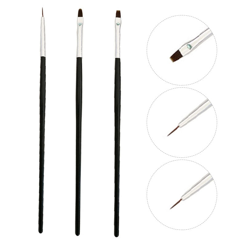 3Pcs French Stripe Nail Art Liner Brush Set 3D Tips Line Stripes DIY Drawing Pen UV Gel Brushes Painting Pen Manicure Tools 54652