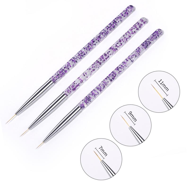 3Pcs French Stripe Nail Art Liner Brush Set 3D Tips Line Stripes DIY Drawing Pen UV Gel Brushes Painting Pen Manicure Tools 3 Pcs 22