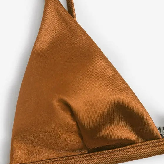 Three-point Bikini With Hanging Neck Solid And Simple Color