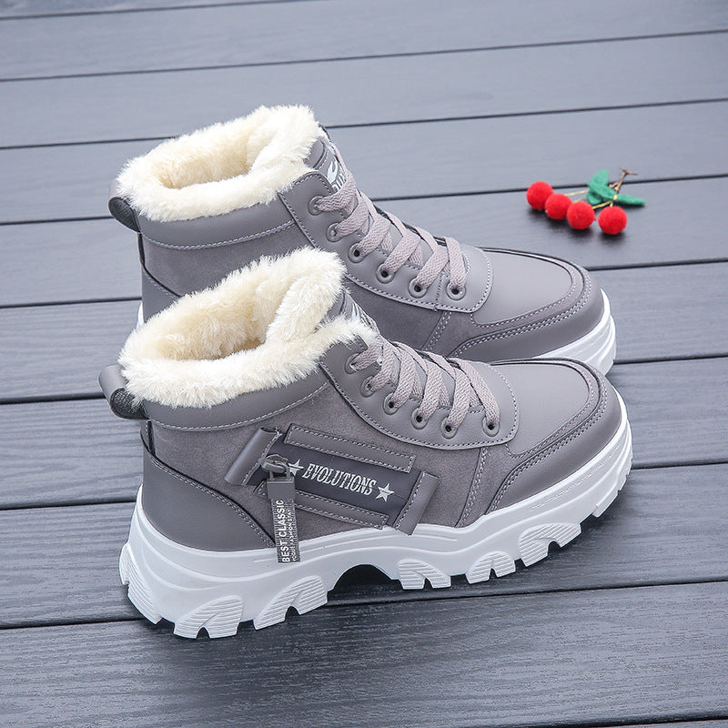 Winter New All-matching Platform Ankle Boots Gray