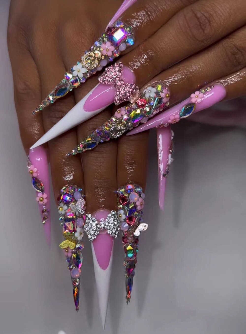 41Style Diamond Stiletto Coffin Long Nail Europe America Handwork Customization Cosplay Party Full Cover Fake Nails Woman Gift 30