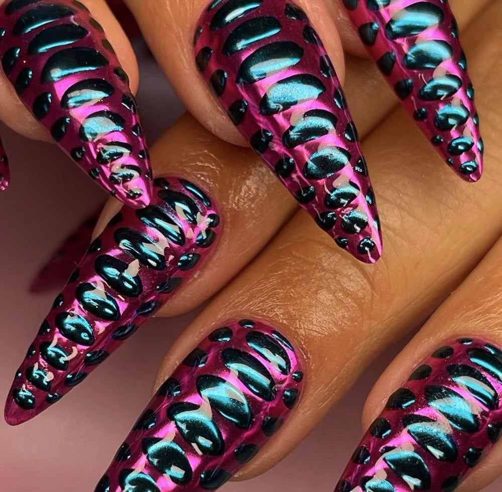 41Style Diamond Stiletto Coffin Long Nail Europe America Handwork Customization Cosplay Party Full Cover Fake Nails Woman Gift 20