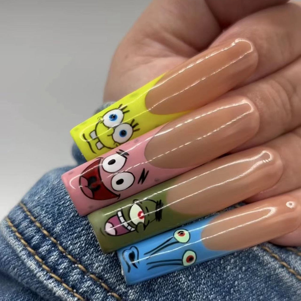 41Style Diamond Stiletto Coffin Long Nail Europe America Handwork Customization Cosplay Party Full Cover Fake Nails Woman Gift