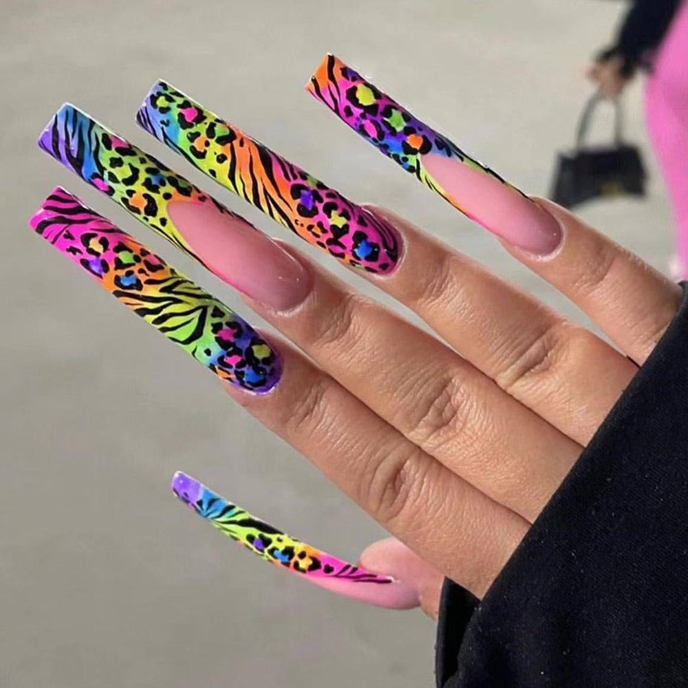 41Style Diamond Stiletto Coffin Long Nail Europe America Handwork Customization Cosplay Party Full Cover Fake Nails Woman Gift