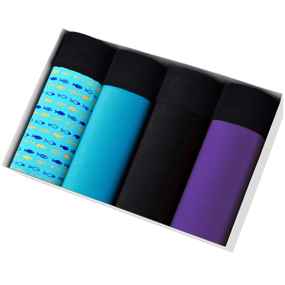 4pcs Boxers Men's Panties Underpants Man Boxer Underwear Cotton for Male Underpants Man Cotton Large Size Lot Soft B15 pack-2