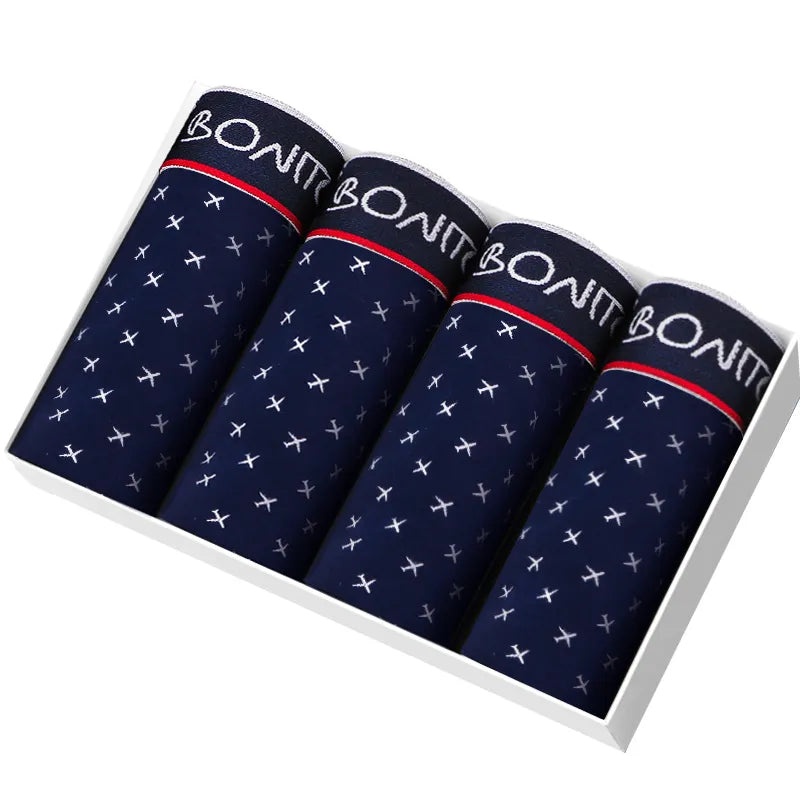 4pcs Boxers Men's Panties Underpants Man Boxer Underwear Cotton for Male Underpants Man Cotton Large Size Lot Soft B3 4pcs printing