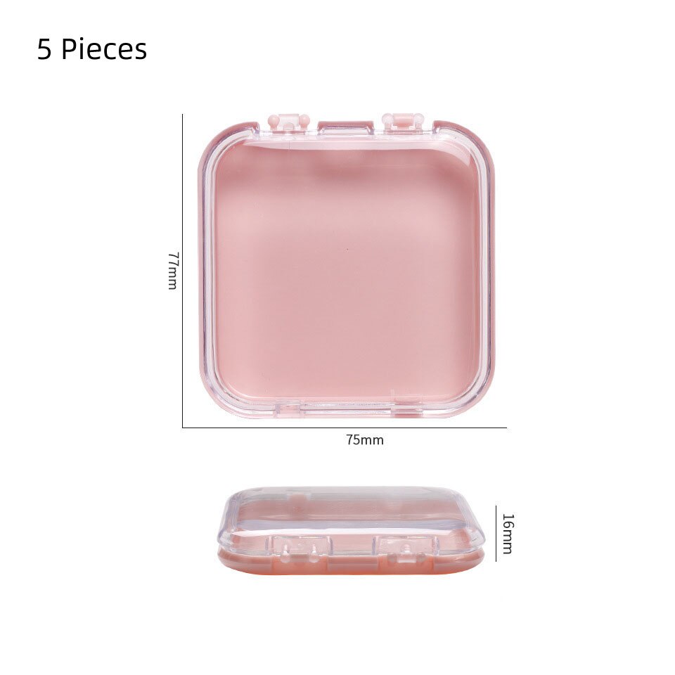 5/10 Pieces Empty Nail Boxes For Packaging Square Shape Box Wholesale Nail Tips Press On Nail Packaging Case Small Business Pink5PCS
