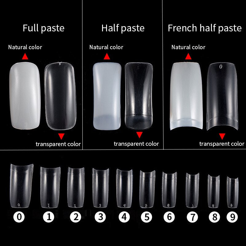500pcs/Box Fake Nail Tips Kit Clear/Natural,Full /Half Cover French False Nail File Art Acrylic Finger UV Manicure Tools