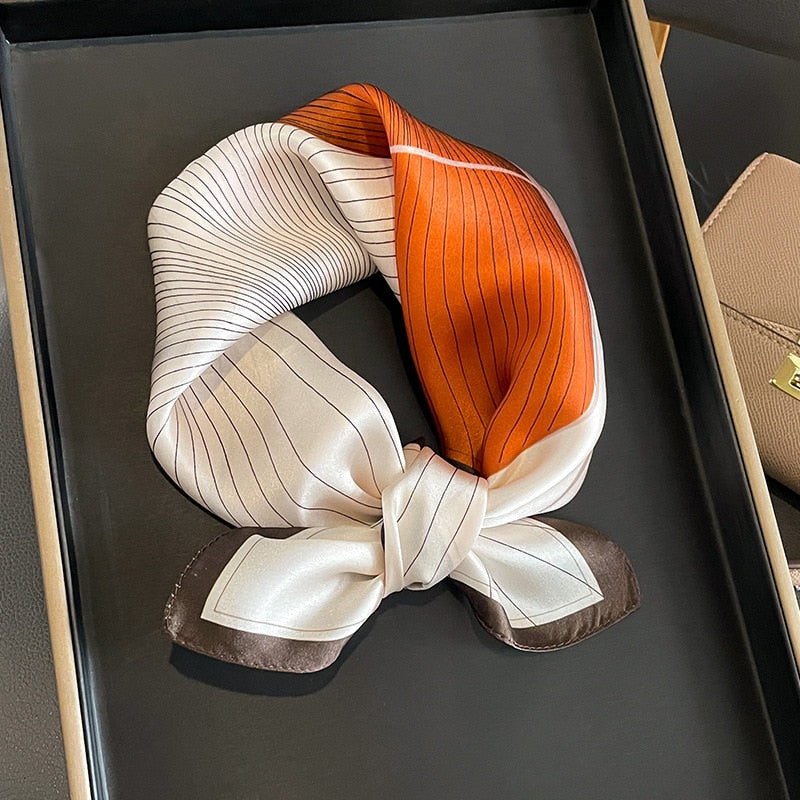 53cm Real Silk Nature Scarf Women Neckerchief Foulard Bandana Small Hairbands Fashion Floral Neck Ties for Office Lady 2024 New ZS-313 53x53cm