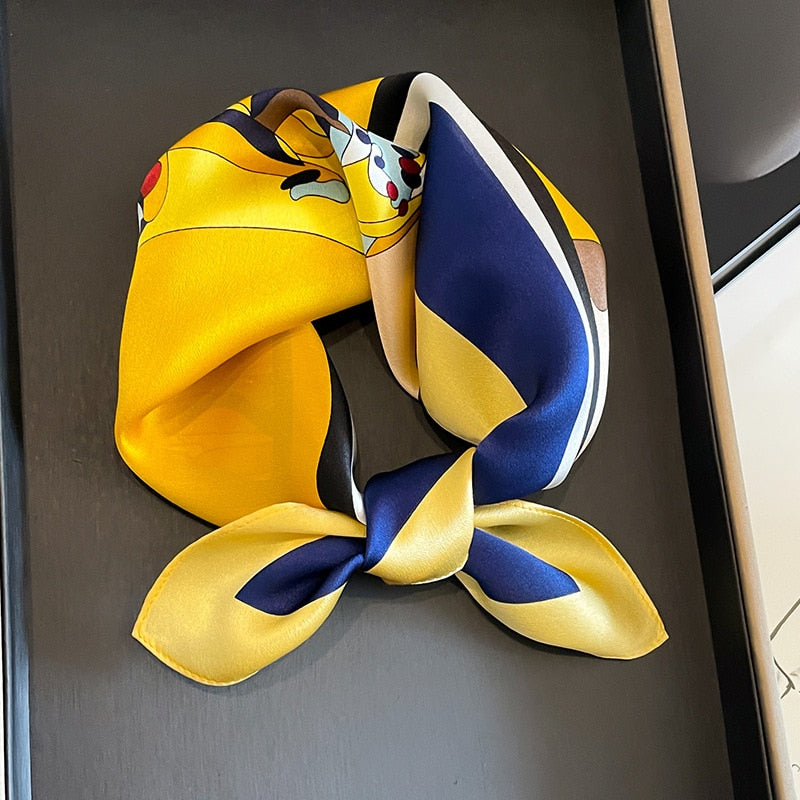 53cm Real Silk Nature Scarf Women Neckerchief Foulard Bandana Small Hairbands Fashion Floral Neck Ties for Office Lady 2024 New ZS-292 53x53cm