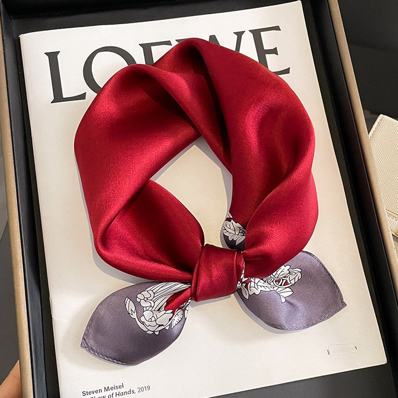 53cm Real Silk Nature Scarf Women Neckerchief Foulard Bandana Small Hairbands Fashion Floral Neck Ties for Office Lady 2024 New ZS-6 53x53cm