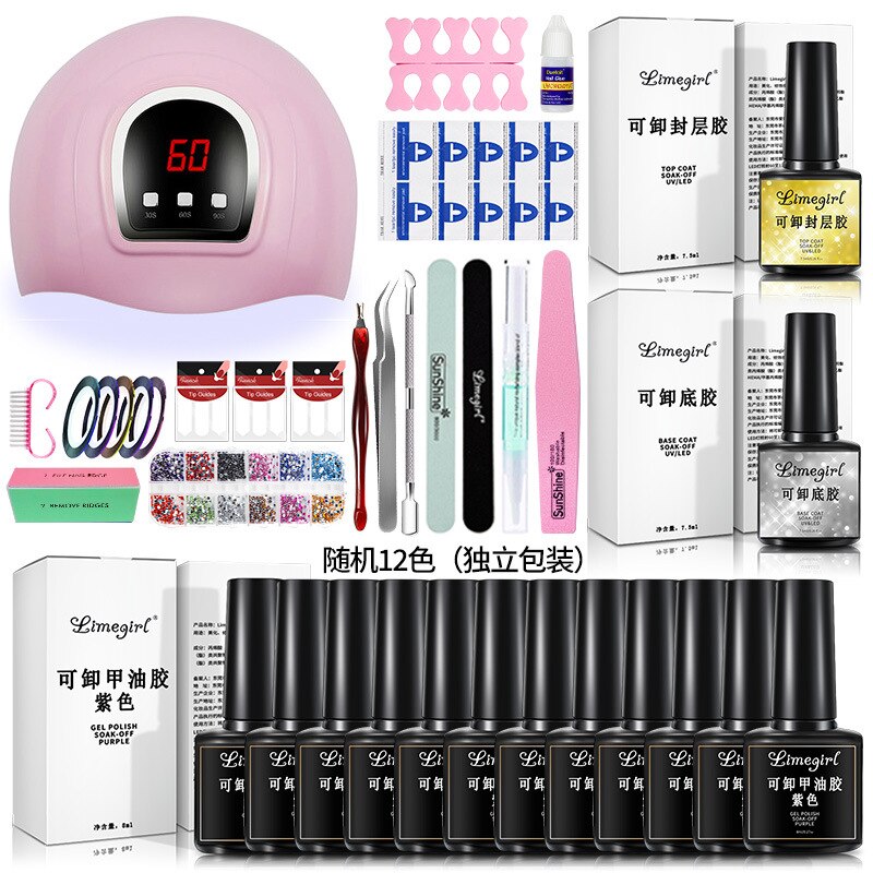 54W LED Light Primer Glossy Matte Finish Gel Nail Polish Kit Gel Nail Polish Kit with UV Light Gel Nail Polish Kit Acrylic Nail CN004-1