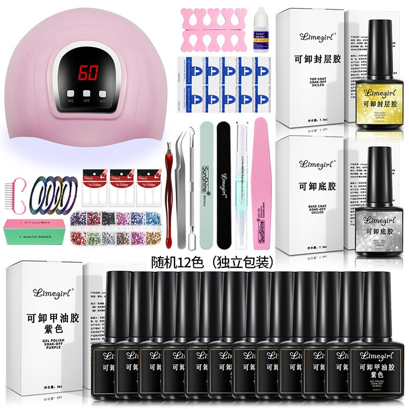 54W LED Light Primer Glossy Matte Finish Gel Nail Polish Kit Gel Nail Polish Kit with UV Light Gel Nail Polish Kit Acrylic Nail AMAIO