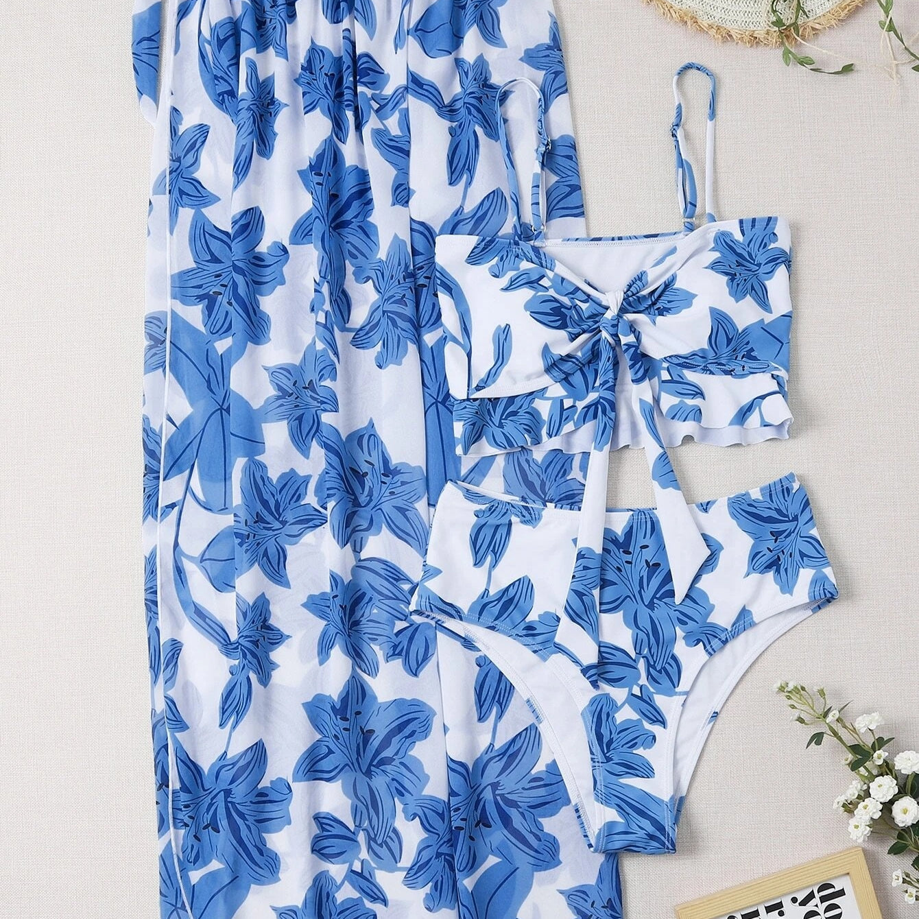 Women's Swimsuit Split Print High Waist Triangle