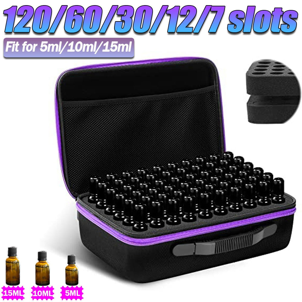 7/12/30/60/120 Slots Essential Oil Case Nail Polish Portable Storage Bag Perfume Oil Essential Oil Box Travel Carrying Holder AMAIO