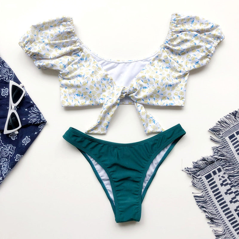 Printed contrast swimsuit