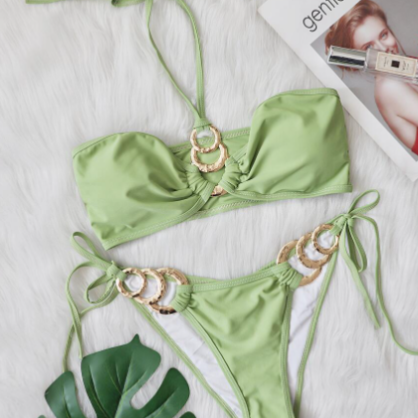 Swimwear Bikini Fashion Ladies European Green