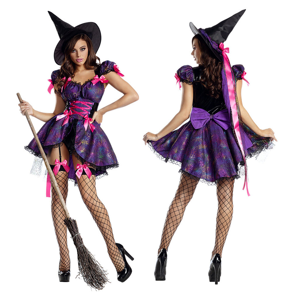 Vêtements de sorcière en toile d'araignée, Costume de magicien magique d'halloween